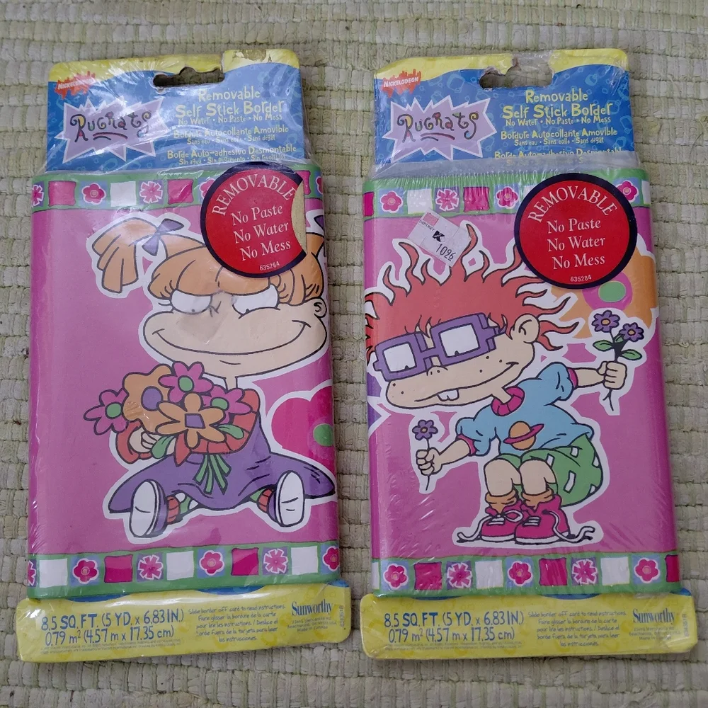 2 Vintage 90s Nickelodeon Rugrats removable sticker wallpaper boarder 10 yards
